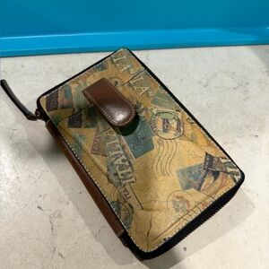 Vintage Women's Firenze Bella Cell Phone Wallet with Brown and Tan Accents